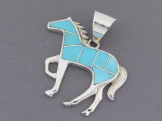 Turquoise Inlay Horse Pendant – Larger