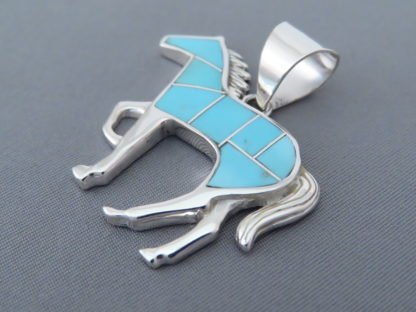 Turquoise Inlay Horse Pendant – Larger