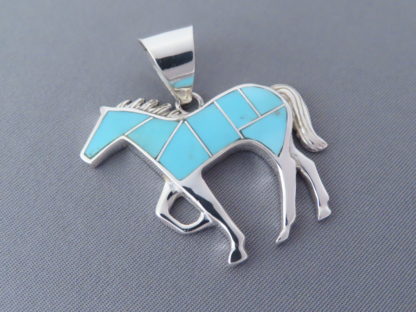 Turquoise Inlay Horse Pendant – Larger