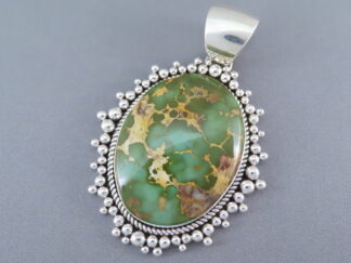 Large Royston Turquoise Pendant by Native American jewelry artist, Artie Yellowhorse $1,800- FOR SALE
