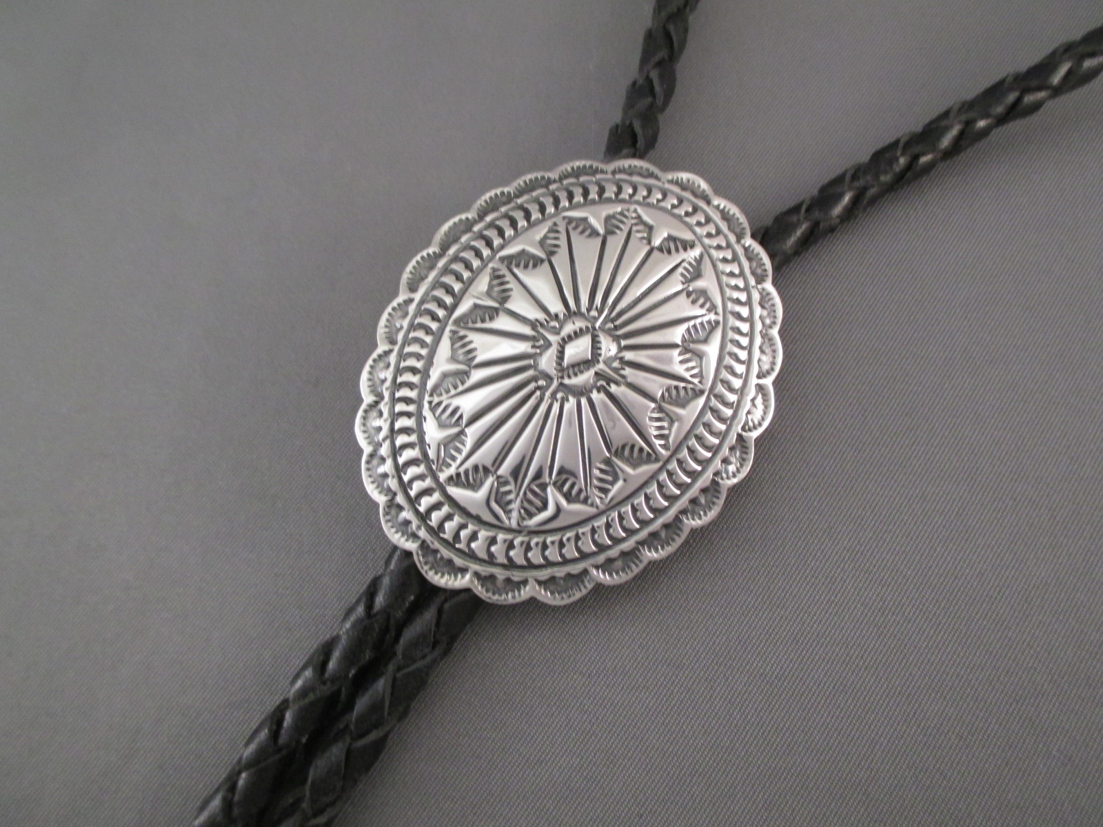 Native American Jewelry - Sterling Silver Bolo Tie by Navajo jeweler, Kevin Ramone FOR SALE $185-