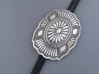Sterling Silver Bolo Tie by Native American Navajo Indian jewelry artist, Roy Manuelito FOR SALE $180-