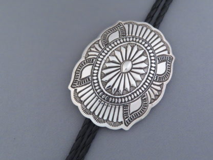 Stamped Sterling Silver Bolo Tie by Roy Manuelito