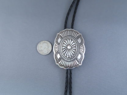 Stamped Sterling Silver Bolo Tie by Roy Manuelito