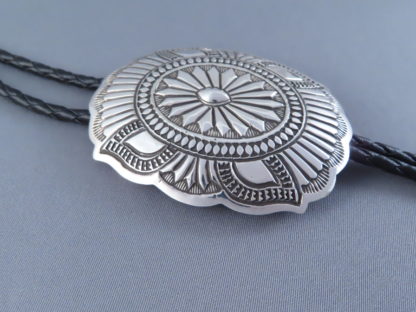 Stamped Sterling Silver Bolo Tie by Roy Manuelito