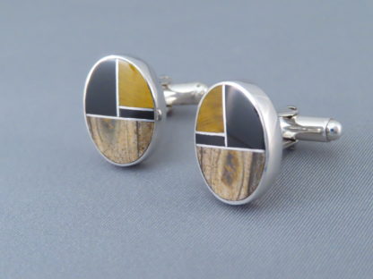 Multi-Stone Inlay Cufflinks (oval)