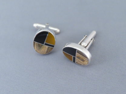 Multi-Stone Inlay Cufflinks (oval)