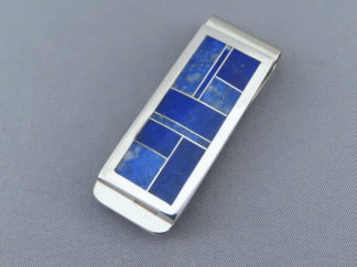 Mens Jewelry - Lapis Inlay Money Clip by Native American (Navajo) jewelry artist, Peterson Chee FOR SALE $150-