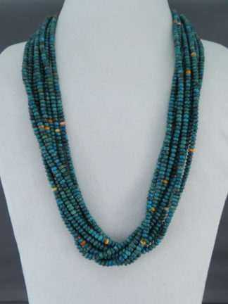 Turquoise Jewelry - 8-Strand Stormy Mountain Turquoise Necklace by Santo Domingo Pueblo Indian jeweler, Lita Atencio FOR SALE $1,100-
