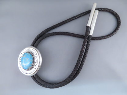 Bolo Tie with Morenci Turquoise by Leonard Nez