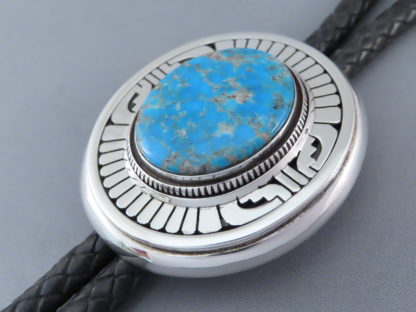 Bolo Tie with Morenci Turquoise by Leonard Nez