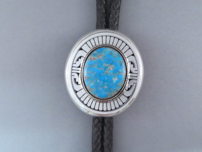 Bolo Tie with Morenci Turquoise by Leonard Nez