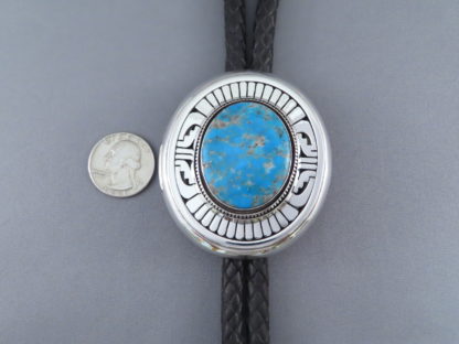Bolo Tie with Morenci Turquoise by Leonard Nez