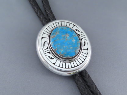 Bolo Tie with Morenci Turquoise by Leonard Nez