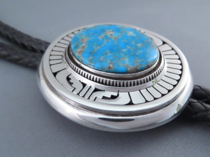 Bolo Tie with Morenci Turquoise by Leonard Nez