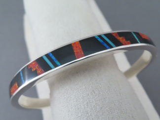 Multi-Stone Inlay Cuff Bracelet with Opal