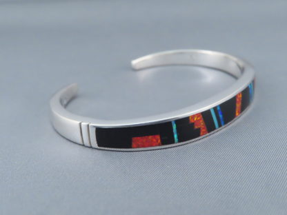 Multi-Stone Inlay Cuff Bracelet with Opal