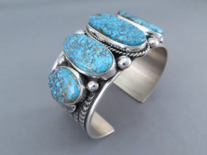 Kingman Turquoise Cuff Bracelet by Guy Hoskie