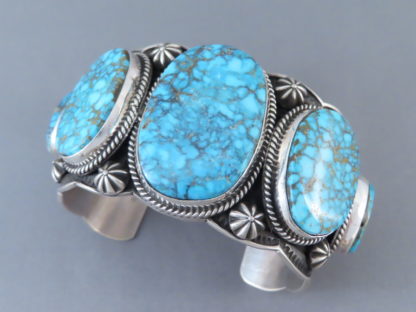 IMPRESSIVE Kingman Turquoise & Silver Cuff Bracelet by Andy Cadman