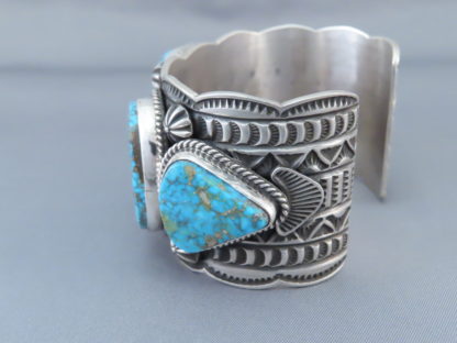 IMPRESSIVE Kingman Turquoise & Silver Cuff Bracelet by Andy Cadman