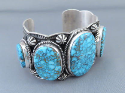 IMPRESSIVE Kingman Turquoise & Silver Cuff Bracelet by Andy Cadman