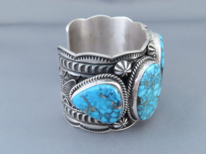 IMPRESSIVE Kingman Turquoise & Silver Cuff Bracelet by Andy Cadman