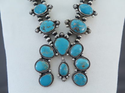 Fox Turquoise Squash Blossom Necklace