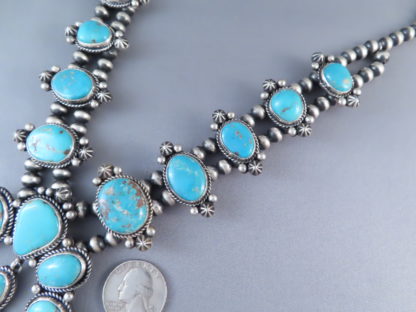 Fox Turquoise Squash Blossom Necklace