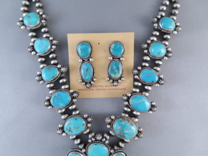 Fox Turquoise Squash Blossom Necklace