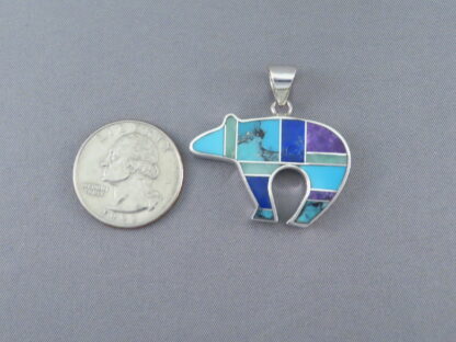 Inlaid Multi-Stone Bear Pendant