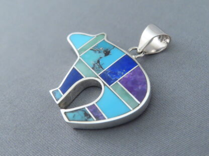 Inlaid Multi-Stone Bear Pendant