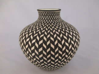 Painted 'Basket Weave' Pottery Bowl by Acoma Pueblo Indian Pottery Artist, Paula Estevan FOR SALE $595-