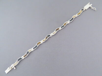 Multi-Stone Inlay Link Bracelet (Wavy)
