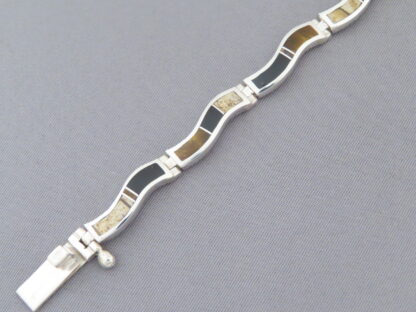 Multi-Stone Inlay Link Bracelet (Wavy)
