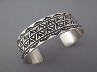 Navajo Indian Jewelry - Sterling Silver Cuff Bracelet by Tsosie Orville White FOR SALE $225-