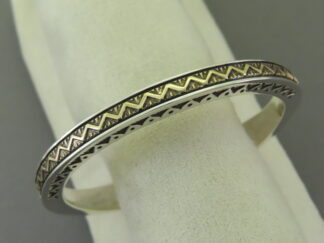 Detailed Gold & Silver Cuff Bracelet by Native American (Navajo) jewelry artist, Lyle Secatero $595- FOR SALE