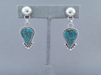 Buy Turquoise Jewelry - Dangling Earrings with Mineral Park Turquoise by Navajo jeweler, Artie Yellowhorse FOR SALE $345-