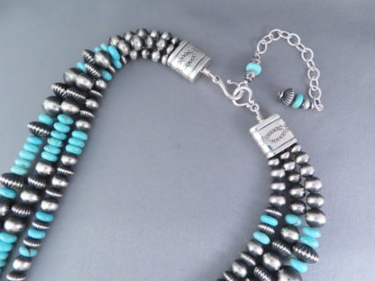 Three-Strand Silver & Turquoise Necklace