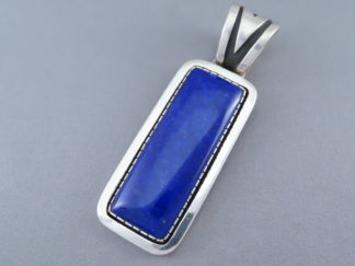 Native American Jewelry - LARGE Lapis Pendant by Navajo jeweler, Cooper Willie FOR SALE $675-