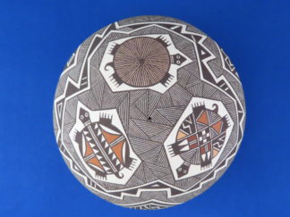 Acoma Pottery - Larger Seed Pot with 3 Turtle Design by Native American (Acoma) potter, Rebecca Lucario FOR SALE $695-