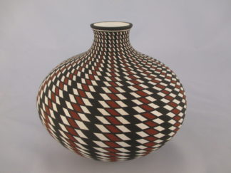 Red & Black Painted Pot by Acoma Pueblo Indian potter, Paula Estevan FOR SALE $595-