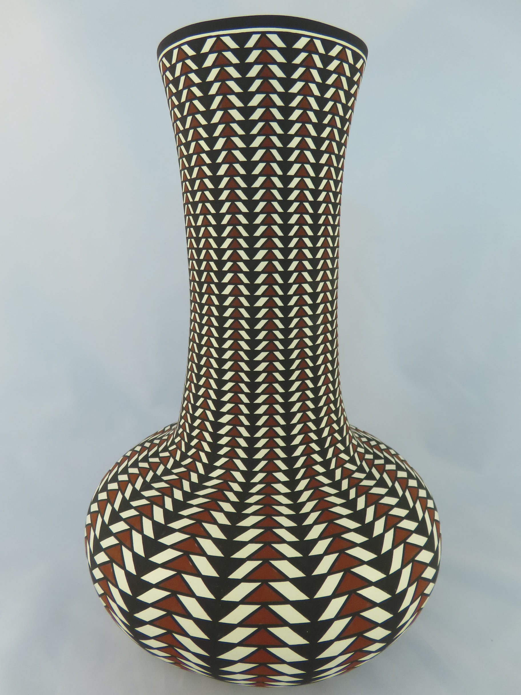 Acoma Pottery - TALL Black & White Painted Vase by Acoma Pueblo potter, Paula Estevan FOR SALE $1,750-