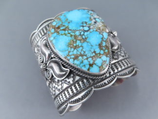 Very Large Kingman Turquoise Bracelet Cuff by Native American (Navajo) jewelry artist, Andy Cadman FOR SALE $1,995-