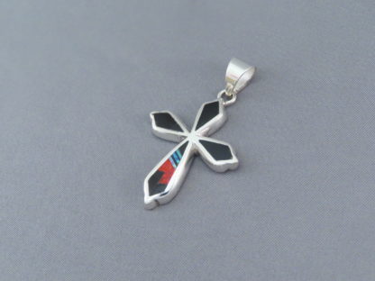 Multi-Stone with Opal & Turquoise Inlay Cross Pendant