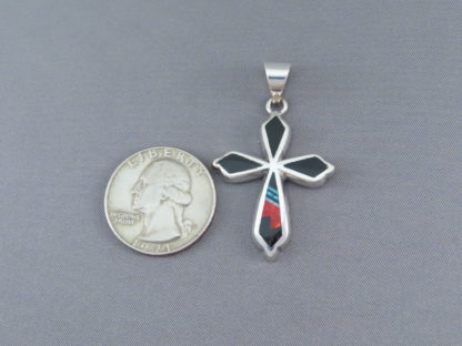 Multi-Stone with Opal & Turquoise Inlay Cross Pendant