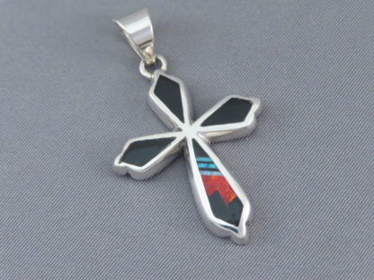 Multi-Stone with Opal & Turquoise Inlay Cross Pendant