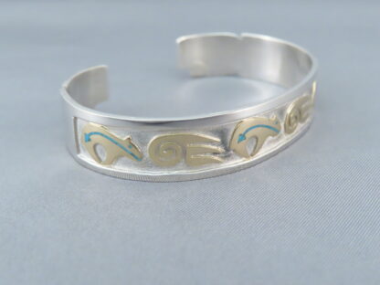 Silver & Gold Cuff Bracelet with BEAR + BEAR PAW Design