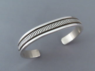 Native American Jewelry - Larger Sterling Silver Cuff Bracelet by Navajo Indian jeweler, Bruce Morgan $345- FOR SALE