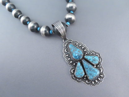 Kingman Turquoise Pendant Necklace & Earrings Set