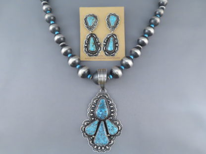 Kingman Turquoise Pendant Necklace & Earrings Set